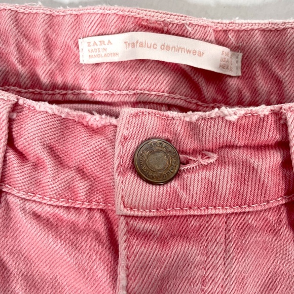 Zara Trafaluc Pink Demin Shorts Size 10 - Picture 3 of 5